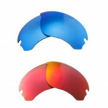 Walleva Fire Red + Ice Blue Polarized Replacement Lenses For Oakley Flak Draft (OO9364 Series) Sunglasses